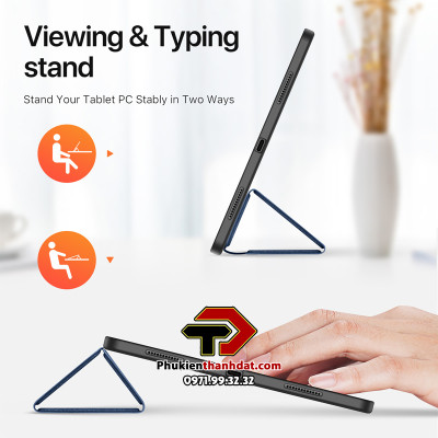 Bao Da Dành Cho iPad Air 11 inch 2024, iPad Air 4/ Air 5 10.9 Dux Ducis Domo Có Khe Cắm Bút, Tự Động Tắt Mở - Hàng Chính Hãng 