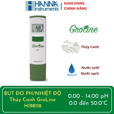 Bút đo pH/Nhiệt độ chống thấm nước trong thủy canh HANNA HI98118 - Hàng chính hãng