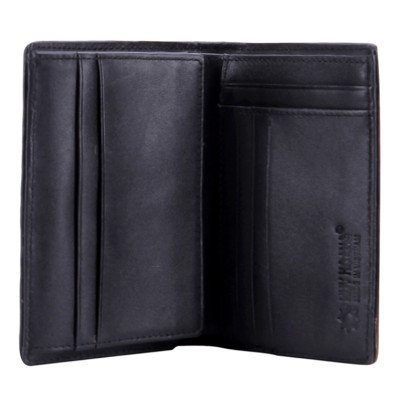 HJ2258 - Bóp nam Huy Hoàng da cá sấu kiểu đứng gai đuôi màu đen