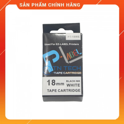 Nhãn in CASIO PT-18WE - Chữ đen nền trắng 18MM x 8M - Dùng cho máy in nhãn CASIO [Hàng nhập khẩu]