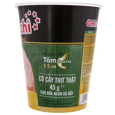 Thùng 24 ly mì khoai tây Omachi tôm chua cay 112g (có cây thịt thật)