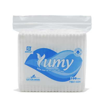 [Lố 12 túi] Tăm bông YUMY Cao Cấp túi zip (TB01-024) - 100 Cái/ Túi