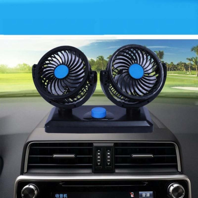 Quạt Điện Đôi Mini 12V Thông Gió Cho Ô tô, Xe Hơi Xe Tải Gắn Taplo - Xoay 360 Độ Để Bàn Làm Việc Tiện Ích Cắm Tẩu
