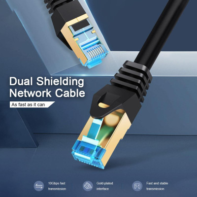Cáp mạng phẳng tốc độ nhanh Gigabit bảo vệ kép RJ45 cho doanh nghiệp VENTION Ethernet Cat 7 