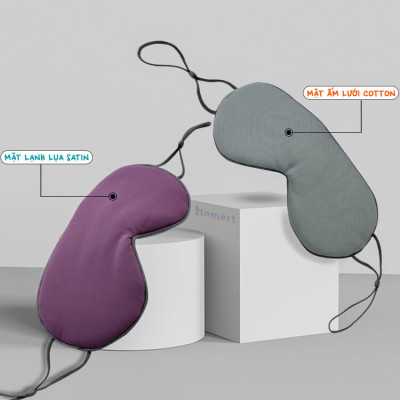 Bịt Mắt Ngủ Lụa Mềm 2 Mặt Ấm Và Mát Mặt Nạ Che Mắt Ngủ Vải Lưới Thoáng Khí Cao Cấp