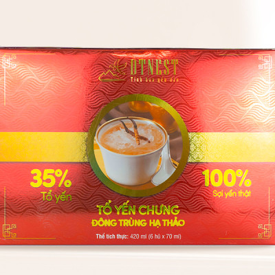 Đặc sản Khánh Hòa -  Hộp quà Yến Chưng Đông Trùng Hạ Thảo (6 hũ -70ml) DT NEST/ DT FOOD