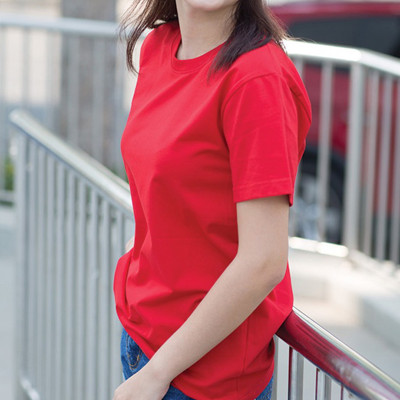 Áo Thun Nữ Trơn Màu Đỏ Tươi Form Basic Tay Ngắn Cổ Tròn