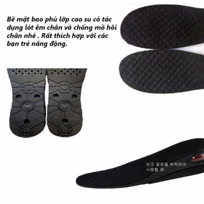 Lót giày tăng chiều cao tăng 5cm chất liệu Đệm Khí êm chân, thoáng khí Nguyên Bàn - Đen
