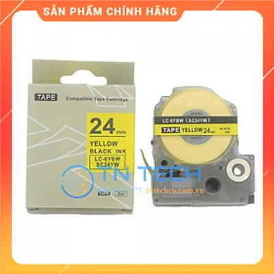Nhãn in TEPRA - EPSON LC-6YBW (SC24YW) – Chữ đen nền vàng 24MM X 8M  - Dùng cho máy in nhãn TEPRA - EPSON [Hàng nhập khẩu]