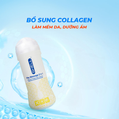 Gel bôi trơn Shell Play Massage 2 in 1 Collagen - Chai 200ml | SHELL CHÍNH HÃNG