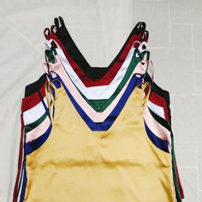 Áo 2 Dây New Design Thiết Kế Cổ V Gợi Cảm, Kiểu Áo Nữ Hiện Đại , Vải Lụa Hàn Quốc Trơn, Nhiều Màu, Mịn ,Thoáng Mát  AO0002