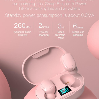 CINCATDY Tai Nghe Bluetooth V5.0 Earbuds Gaming Headphone True Wireless Headset E6S - Hàng Chính Hãng