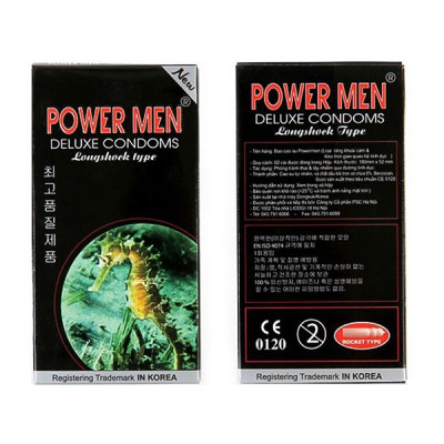 Bao Cao Su Cá Ngựa Đen Kéo Dài Thời Gian Power Men Long Shock Type - Chính Hãng 100% - Che Tên Sản Phẩm