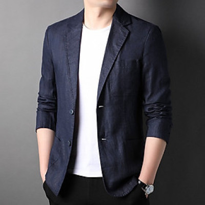 Áo blazer nam trơn basic vải sợi Linen tự nhiên không bai xù, mặc thoải mái thoáng mát