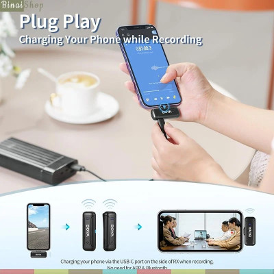 Boya BY-WM3T-U2 / BY-WM3T-D2 - Micro Cài Áo Không Dây 2.4GHz Cho Điện Thoại IOS, Android , Sử Dụng 10 Giờ , Phạm Vi Thu 100m - Hàng chính hãng