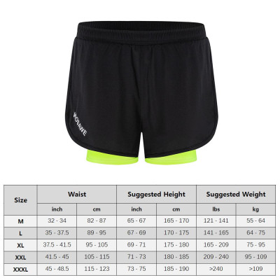 Quần short thể thao nam 2 lớp WOSAWE chất liệu polyester cao cấp, thoáng khí và nhanh khô, logo thương hiệu phản quang