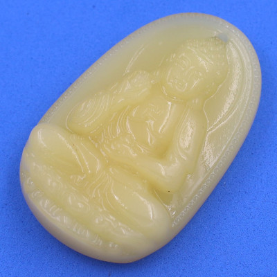 [Tuổi Tuất, Hợi] Mặt Dây Chuyền Phật A Di Đà Đá Ngọc Tủy Vàng 3.6cm - Mặt Size Nhỏ - Tặng Kèm Móc Inox - Phong Thủy 868 - May Mắn - Bình An