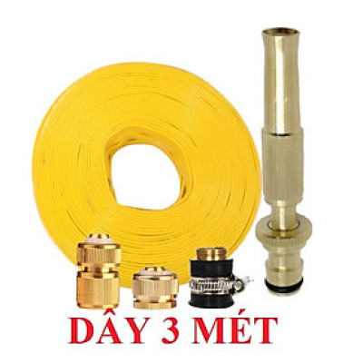 Bộ dây vòi xịt nước rửa xe,tưới cây .tăng áp 3 lần,loại 3m, 5m 206587 đầu đồng,cút đồng,nối đồng+tặng móc khoá
