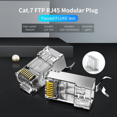 Đầu nối mạng Vention IDER0-50 Cat.7 RJ45 Đầu cắm mô-đun cố định Thiết kế đuôi kẹp Vật liệu PC Cat.7 FTP 50 miếng