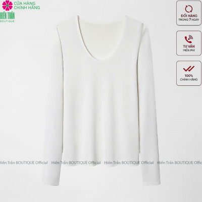 Áo phông nữ dài tay cổ tim Hiền Trần BOUTIQUE chất cotton dẻo cao cấp co giãn áo thun nữ tay dài thu đông A8