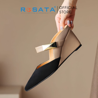Dép sục cao gót nữ quai ngang phối màu ROSATA RO631 - HÀNG VIỆT NAM - BKSTORE