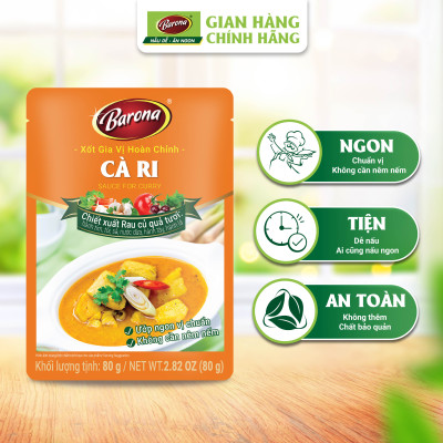 Combo 3 gói Xốt Gia vị hoàn chỉnh Barona - Cà Ri 80gr
