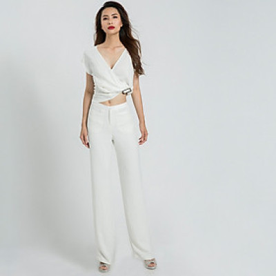 Quần Ống Suông Quần Tây Nữ Thời trang thiết kế Hity PAN032 (Trắng Kim Cương)