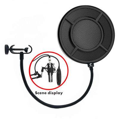 Màn hình Yanmai Microphone bộ lọc Pop Hình tròn Mặt nạ gió, Màn chắn hình lưới,kim loại hai lớp với kẹp đứng