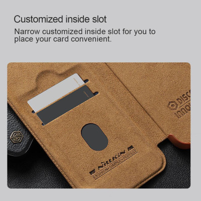Ốp Lưng Bao Da Gập Nillkin Qin Prop Leather Chống Sốc Cho iPhone 16 Pro Max Đựng Thẻ, Nắp Đậy Bảo Vệ Camera Kiêm Giá Đỡ - Hàng chính hãng
