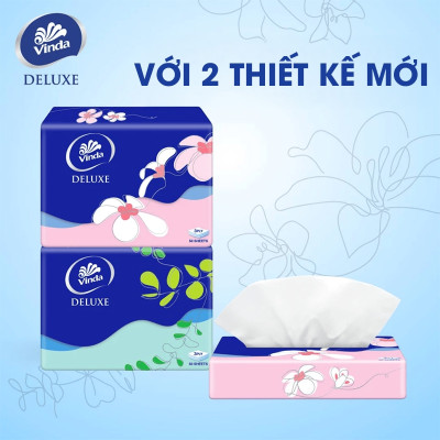 [MUA 4 LỐC SIZE S TẶNG 4 GÓI SIZE S] Khăn giấy rút cao cấp Vinda Deluxe 3 lớp 50 tờ size S (4 Gói)