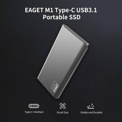EAGET M1 Portable SSD Type-C USB3.1 512GB Portable Solid State Drive High Speed Metal Portable SSD