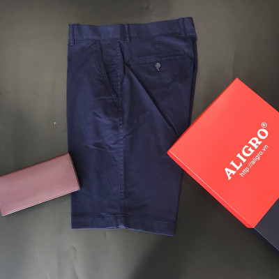 Quần short nam ALIGRO chất liệu kaki màu navy dáng basic trẻ trung năng động ALGQS1075