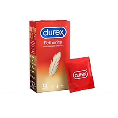 Bao Cao Su Durex Fetherlite 12s - Mỏng Trơn Ôm Khít - Nhiều Gel - Hàng Chính Hãng - Che Tên Sản Phẩm