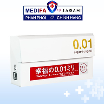 Bao Cao Su Sagami Original Siêu Mỏng 0,01 mm Nhật Bản, Hộp 5 chiếc 