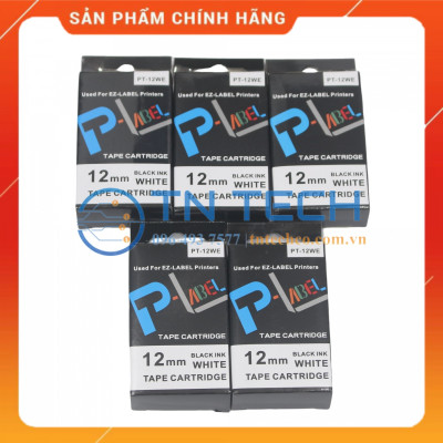 Nhãn in CASIO PT-12WE - Chữ đen nền trắng 12MM x 8M - Dùng cho máy in nhãn CASIO [Hàng nhập khẩu]