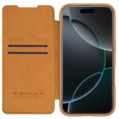 Ốp Lưng Bao Da Gập Nillkin Qin Prop Leather Chống Sốc Cho iPhone 16 Pro Max Đựng Thẻ, Nắp Đậy Bảo Vệ Camera Kiêm Giá Đỡ - Hàng chính hãng