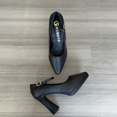 Giày sandal gót trụ da thật cao cấp ROSATA RO310 cao 8.5p mũi nhọn - BKSTORE