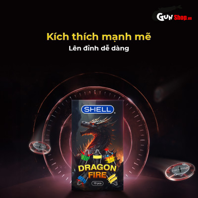 Bao cao su Shell Dragon Fire - Hộp 5 bao gai, bi nổi lớn + 5 bao Shell Performax (Hộp 10 cái)