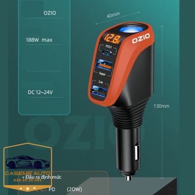 Tẩu Sạc Ô Tô Công Nghệ Mới Ozio, Củ Sạc Trên Ô Tô Chip Thông Minh An Toàn - Hàng Nhập Khẩu