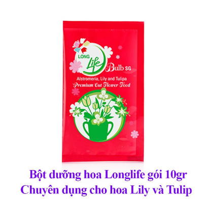 Thuốc cắm hoa Lily lâu tàn nhập khẩu Israel (1 hộp 5 gói  pha 50L nước că) hiệu Longlife Bulbs Premium 2023 giúp hoa tulip và hoa lily tươi gấp 2 lần và 14 ngày không thay nước