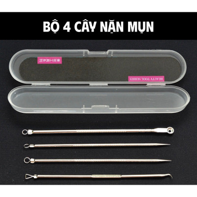 BỘ DỤNG CỤ NẶN MỤN 4 CÂY CÓ HỘP ĐỰNG - Hàng chính hãng
