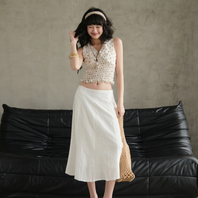 Chân váy dài chân chất vải cotton thêu có size dành cho nữ Gabrielle Miều Est.2013