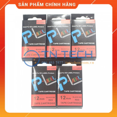 Nhãn in CASIO PT-12RD - Chữ đen nền đỏ 12MM x 8M - Dùng cho máy in nhãn CASIO [Hàng nhập khẩu]