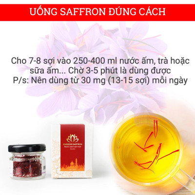 Combo 2 hộp (hộp/1gr) saffron Kingdom Herb, nhụy hoa nghệ tây Iran chính hãng super negin thượng hạng (tặng táo đỏ Tân Cương 10g, bình thủy tinh và nhíp gắp saffron)