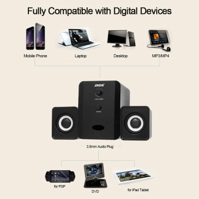 Bộ loa Bluetooth có dây USB SADA D-201 siêu trầm Hộp âm thanh cho máy tính xách tay để bàn