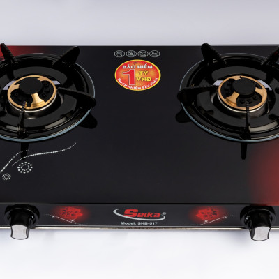 Bếp Gas Đôi Mặt Kính Sen Đồng Seika SKB517 - Hàng Chính Hãng