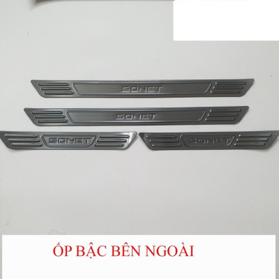 Ốp bậc cửa , nẹp bước chân Kia Sonet 2021-2022 cao cấp -mẫu Titan 8 chi tiết