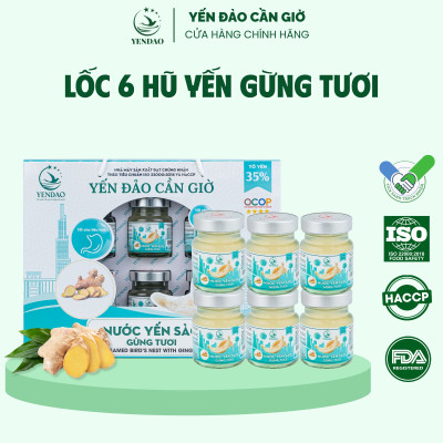 Yến Đảo - Hũ Yến Chưng Gừng Tươi Tổ Yến Xanh Bổ Dưỡng Sức Khỏe, Quà Tặng Cao Cấp 6 Lọ 70ml