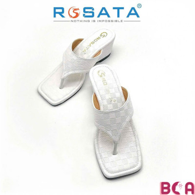 [THỜI TRANG]  Giày Đế Bằng Nữ Cao 4p RO726 ROSATA Thiết Kế Xỏ Ngón Thoải Mái, Bề Mặt Nhám Caro Độc Đáo