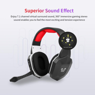 Tai nghe chơi game không dây HW-N9U 2.4G  âm thanh vòm ảo 7.1 với micrô có thể tháo rời